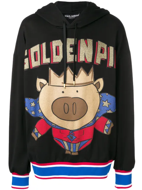 Dolce & Gabbana golden pig hoodie Black G9NG9TFU7DU
