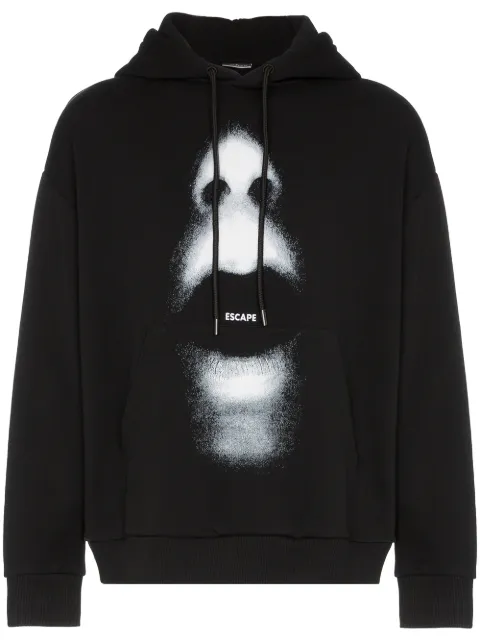 COUNTY OF MILAN mouth print hoodie Black CMBB064E196300231006