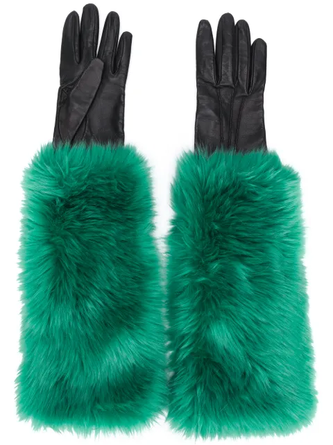 Prada Pre-Owned 2000 faux fur lined gloves Green DPCR0219FURGLOV