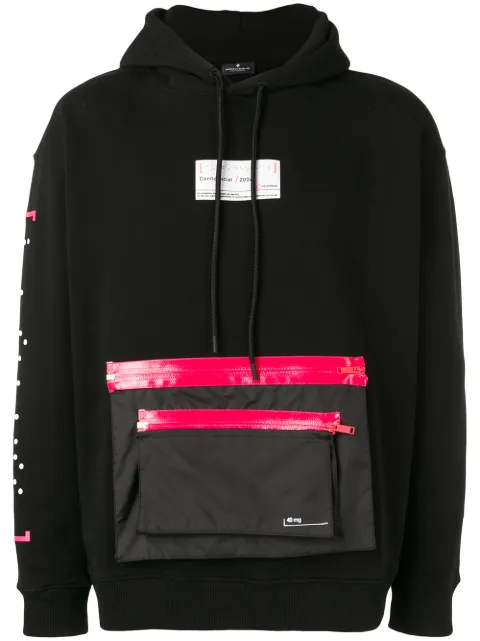 COUNTY OF MILAN Confidencial zip pocket hoodie Black CMBB050S19630034