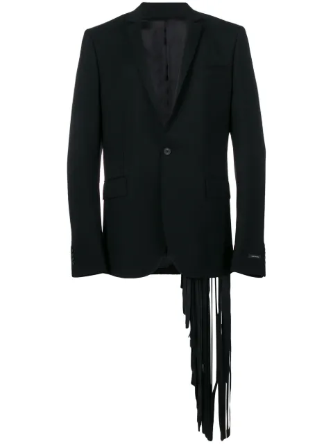 LES HOMMES fringed detail blazer Blue LHG362ALG401C