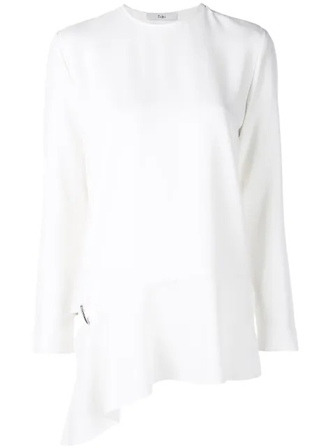 Tibi long sleeve detached hem blouse White F219TR7393