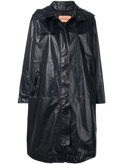 Yves Salomon oversized leather parka Blue 9EYM19903APFX