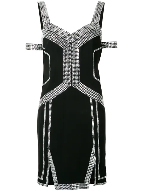Philipp Plein embellished trim dress Black S19CWRG0957PTE008N