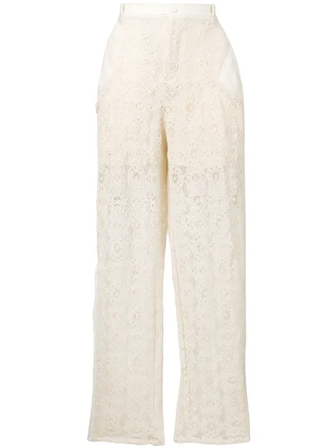 Philosophy Di Lorenzo Serafini lace panelled trousers Neutrals A032821203