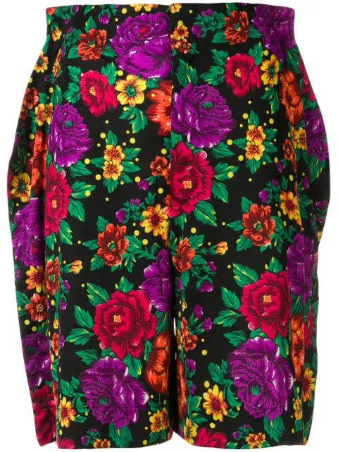 Comme Des Garçons Pre-Owned floral print flat shorts Black CDG1019