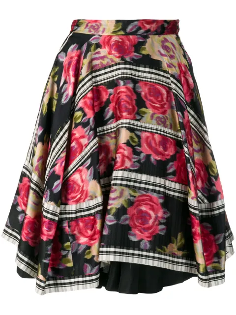 Comme Des Garçons Pre-Owned 1989 layered floral skirt Black CDG1055
