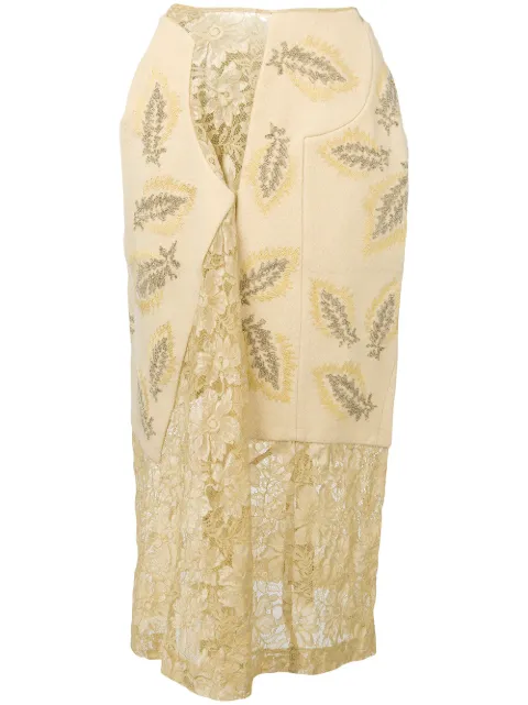 Comme Des Garçons Pre-Owned 1997 lace panelled skirt Neutrals CDG1095