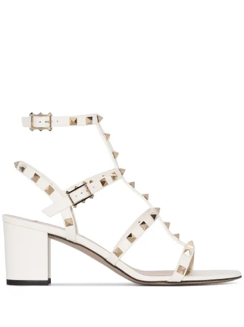 Valentino Garavani Rockstud calfskin ankle strap sandal 60 mm White WS0491VBP