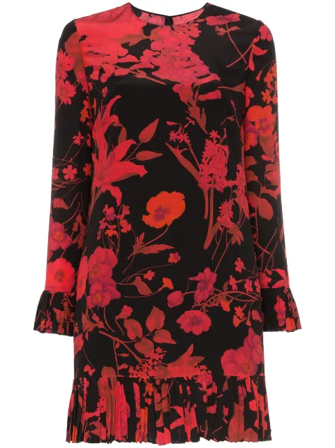 Valentino Garavani floral print long-sleeve minidress Black BVAMN94PY