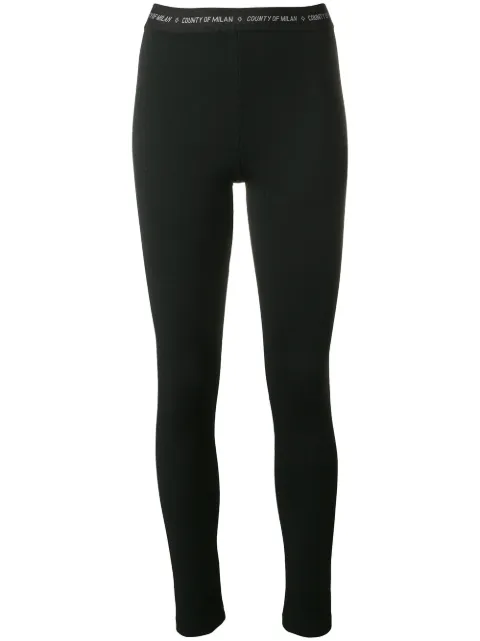 COUNTY OF MILAN waistband logo leggings Black CWCD013S19A691901001