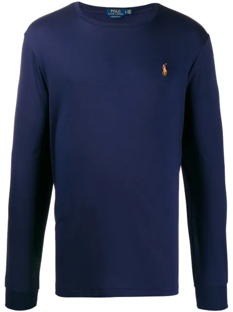 Polo Ralph Lauren embroidered long-sleeved T-shirt Blue 710760121003