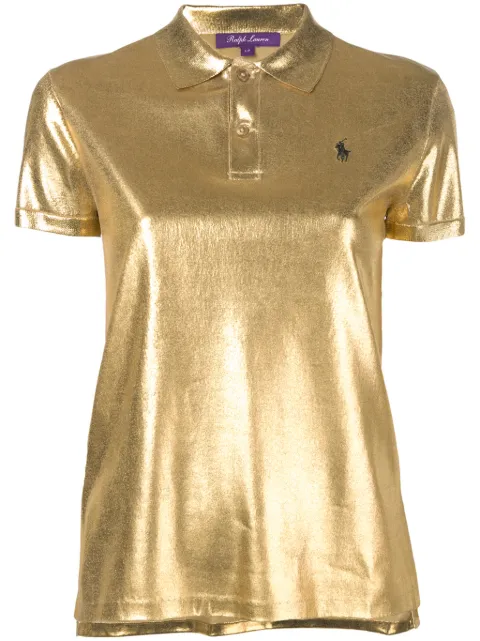 Ralph Lauren Collection silk lamé polo top Gold 290749640001