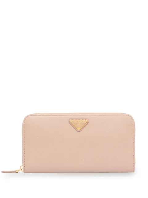 Prada large leather logo plaque wallet Pink 1ML506QHH
