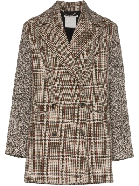 Stella McCartney double-breasted checked coat Brown 574654SNB81