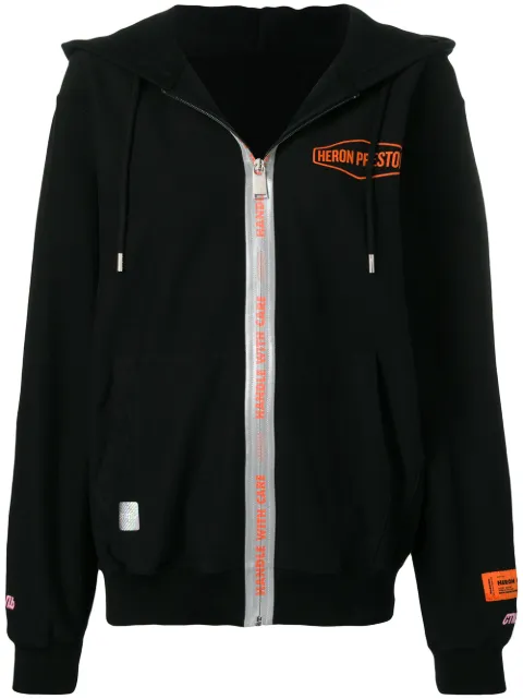 Heron Preston logo zipped hoodie Black HWBE001R196330011019