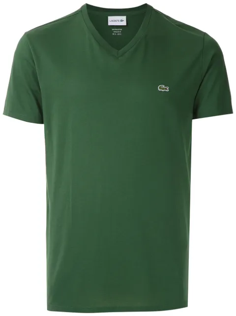 Lacoste logo-embroidered cotton V-neck T-shirt Green TH671021