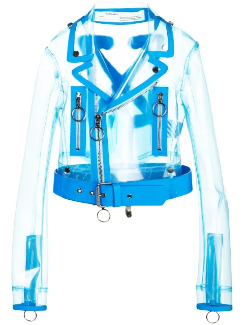Off-White transparent biker jacket Blue OWJG001R19C650563110