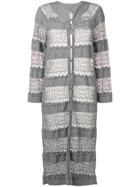 Christian Dior Pre-Owned 2010s lace knit longline cardigan Grey DIO419