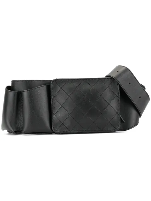 CHANEL Pre-Owned 2014 Uniform quilted bum bag waist pouch Black 19108928