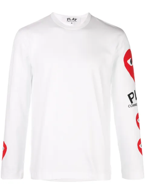Comme Des Garçons Play heart printed sleeves T-shirt White P1T260