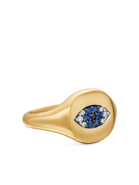 David Yurman 18kt yellow gold Cable Collectibles Evil Eye sapphire and diamond pinky ring (9.7mm) Gold R14023D88ABSBDDI