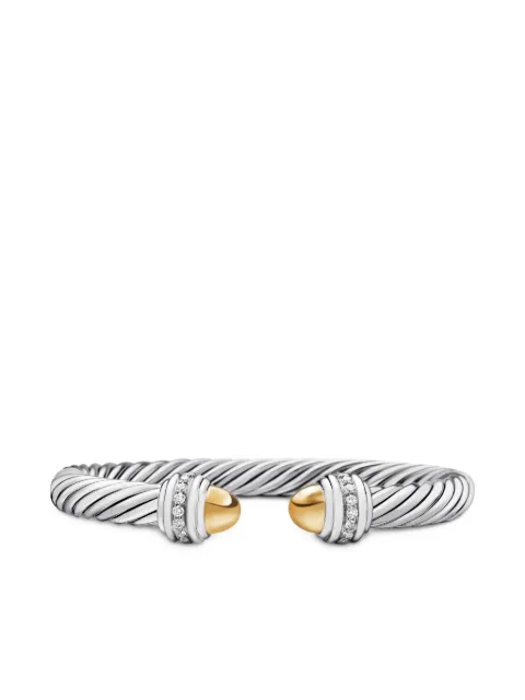 David Yurman 14kt yellow gold and sterling silver Classic Cable diamond bracelet (7mm) Silver B14391DS4DGGDI