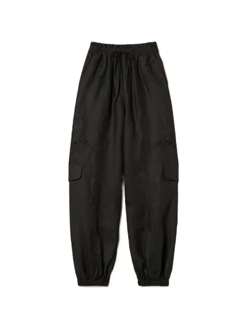 TWINSET linen and broderie anglaise jogger trousers Black 261TT2121