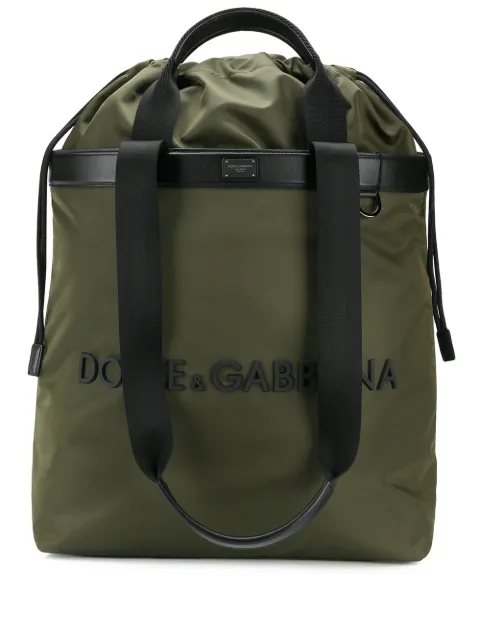 Dolce & Gabbana logo-embossed leather-trim tote bag Green BM1623AZ676