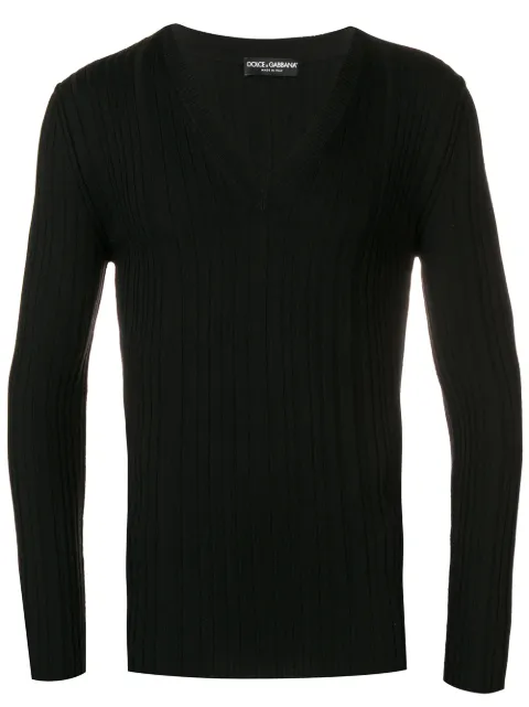 Dolce & Gabbana V-neck jumper Black GX443TJAVKY
