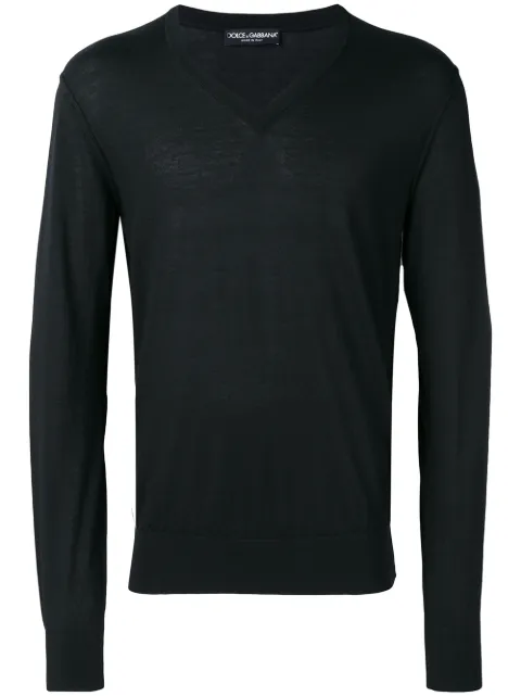 Dolce & Gabbana V-neck knitted jumper Black GX413TJAWLA
