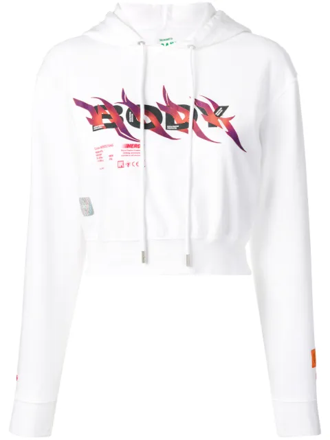 Heron Preston Body print cropped hoodie White HWBB008R19736002