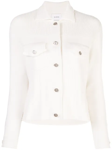 Barrie contrast-stitch knitted jacket White C85220