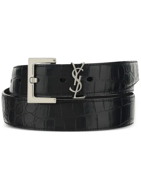 Saint Laurent Cassandre leather belt Black 634440BRM0E