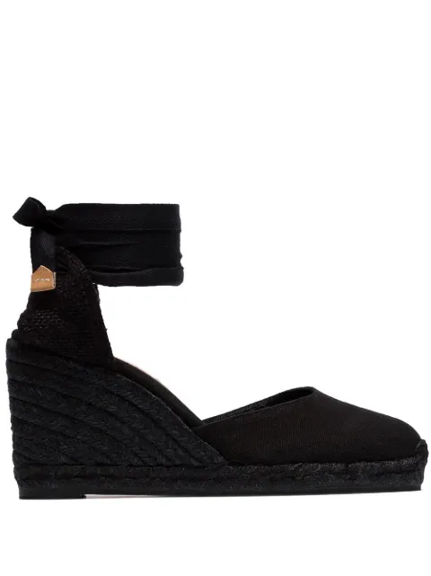 Castañer Carina 80 ankle-tie wedge sandals Black 020967