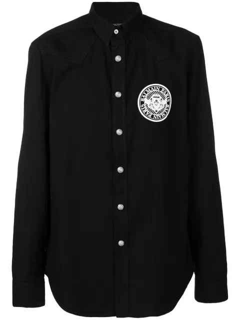 Balmain embroidered logo shirt Black RH02197Z0760PA