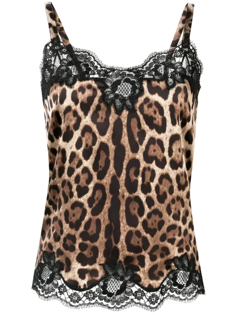 Dolce & Gabbana leopard-print satin top Brown O7A00TFSAXY