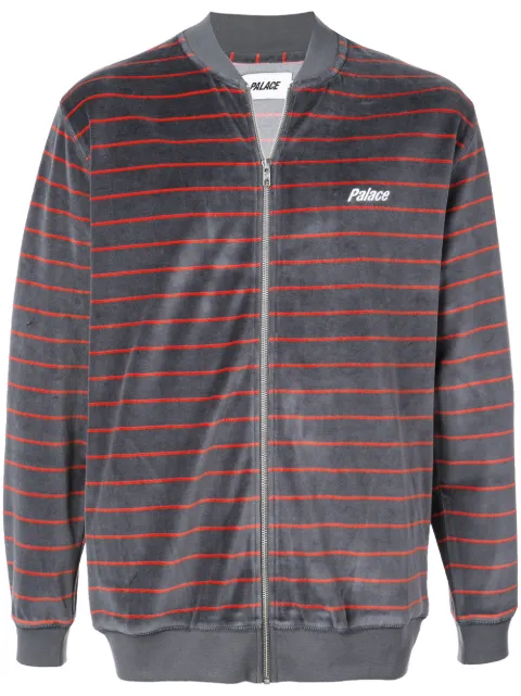 Palace Velour striped bomber jacket Grey P14CS083