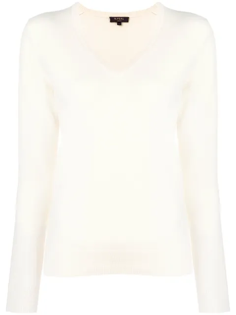 N.Peal v-neck jumper White NPW001800B
