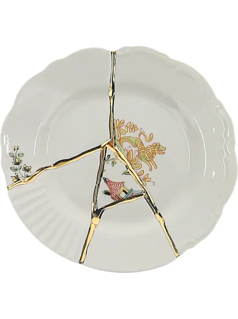 Seletti crack detail plate White 09602KINTSUGIN2