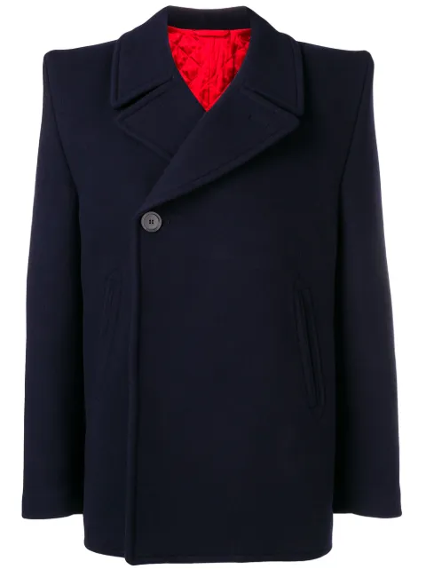Balenciaga squared shoulder short peacoat Blue 571135TEU02