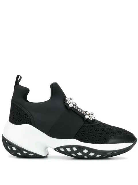 Roger Vivier Viv’ Run crystal-buckle sneakers Black RVW50624180KOT