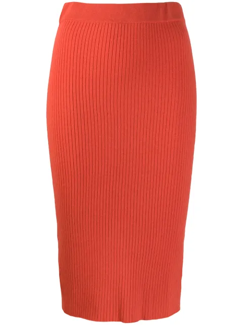 Cashmere In Love ribbed knitted skirt Orange TEN