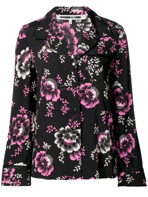 McQ Swallow floral print lounge shirt Black 496318RMF07