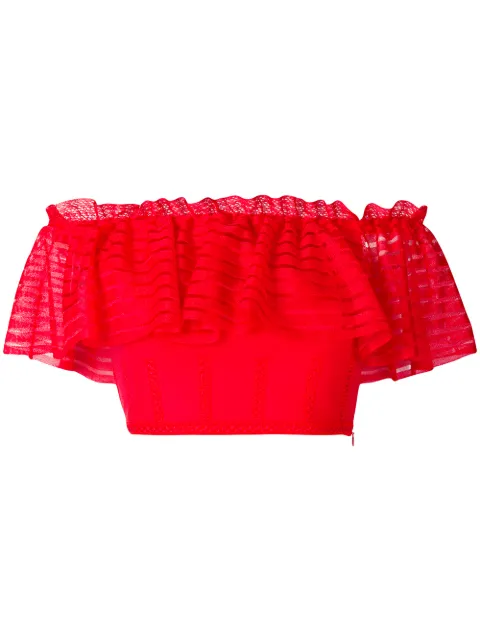 Alexander McQueen cropped off-the-shoulder top Red 559020Q1WTD