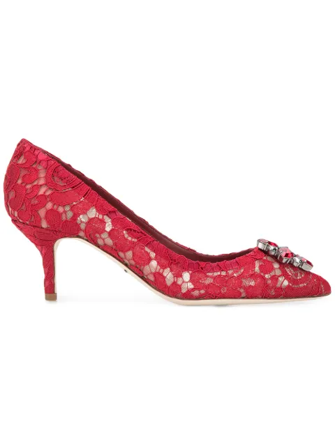 Dolce & Gabbana pumps in Taormina lace with crystals Red CD0066AL198