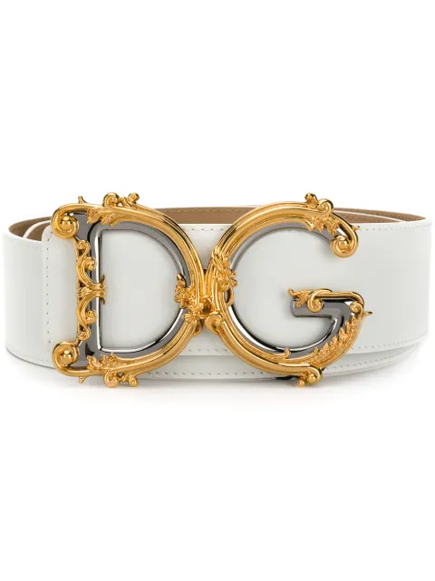 Dolce & Gabbana DG Baroque leather belt White BE1336AZ831