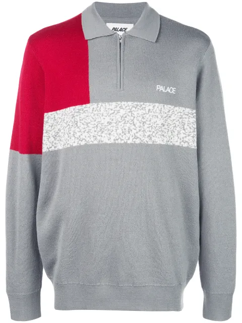 Palace colour-block zipped jumper Grey P14KW007
