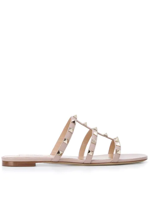Valentino Garavani Rockstud flat slide sandal Neutrals WS0C49VOD