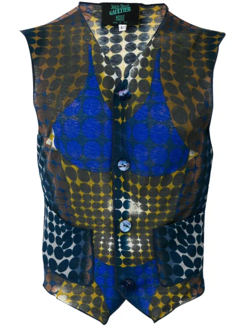 Jean Paul Gaultier Pre-Owned 1996 trompe l'oeil sheer waistcoat Blue JPG1999